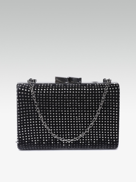 

DOROTHY PERKINS Black Embellished Clutch with Detachable Sling Strap
