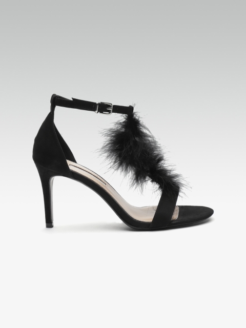 

DOROTHY PERKINS Women Black Faux Fur Heels