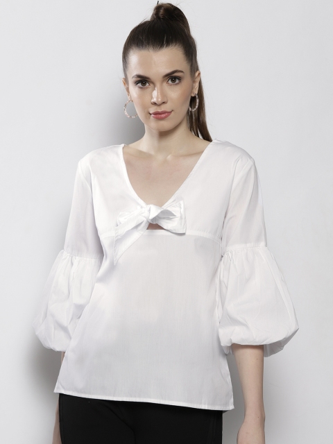 

DOROTHY PERKINS Women White Solid A-Line Top