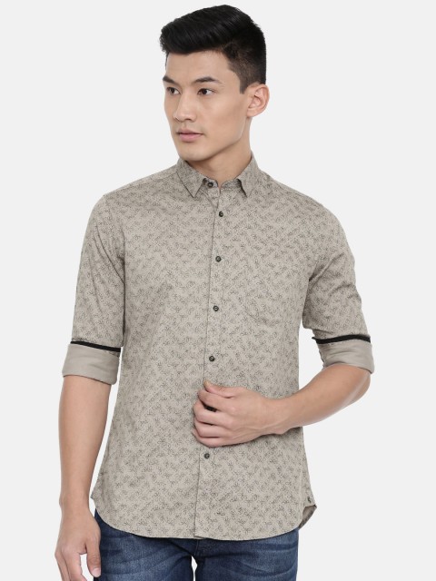 

Killer Men Beige & Grey Slim Fit Printed Casual Shirt