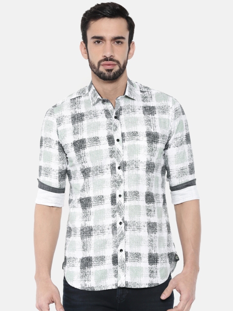 

Killer Men White & Black Regular Fit Checked Casual Shirt