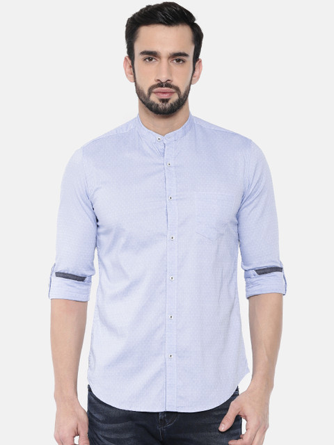 

Killer Men Blue Slim Fit Self Design Casual Shirt
