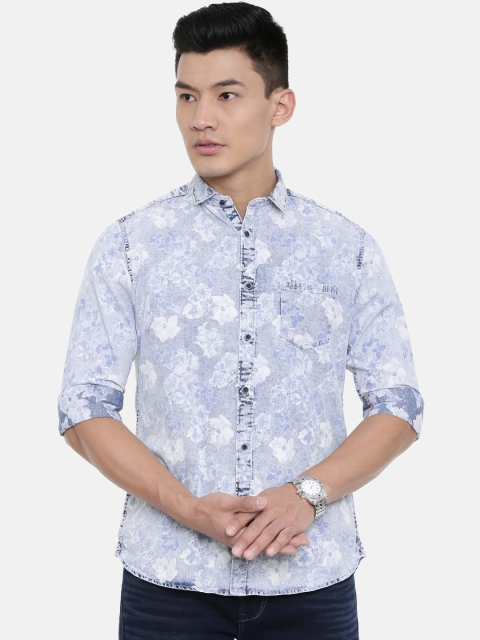 

Killer Men Blue Regular Fit Printed Casual Chambray Shirt