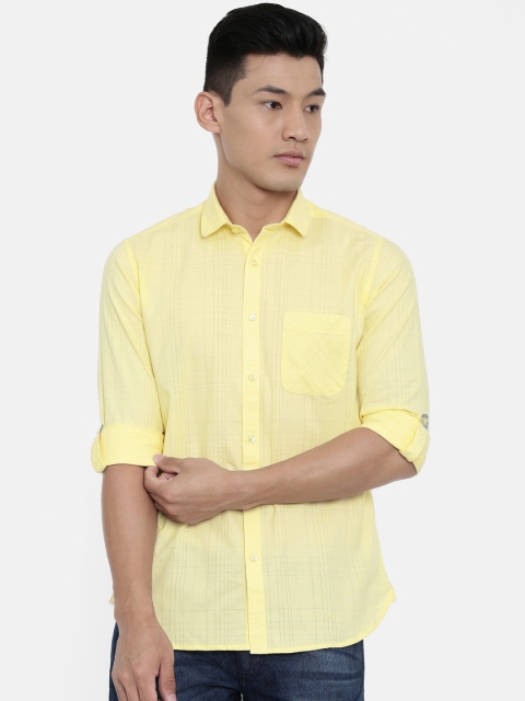 

Killer Men Yellow Slim Fit Self Design Casual Shirt