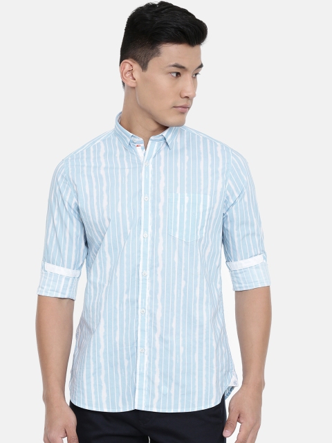 

Killer Men Blue & White Slim Fit Striped Casual Shirt