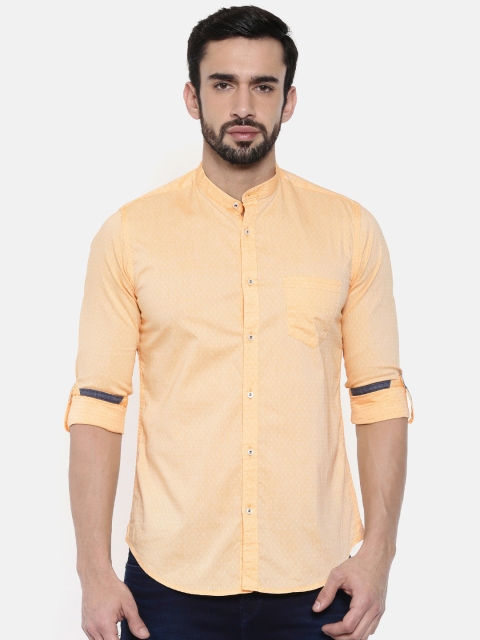 

Killer Men Yellow Slim Fit Self-Design Casual Shirt