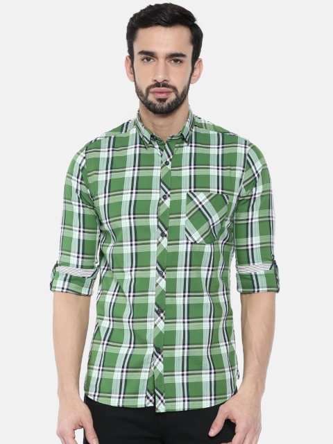 

Killer Men Green & White Slim Fit Checked Casual Shirt