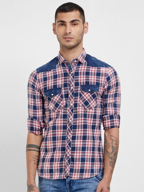 

Killer Men Blue Slim Fit Checked Casual Shirt