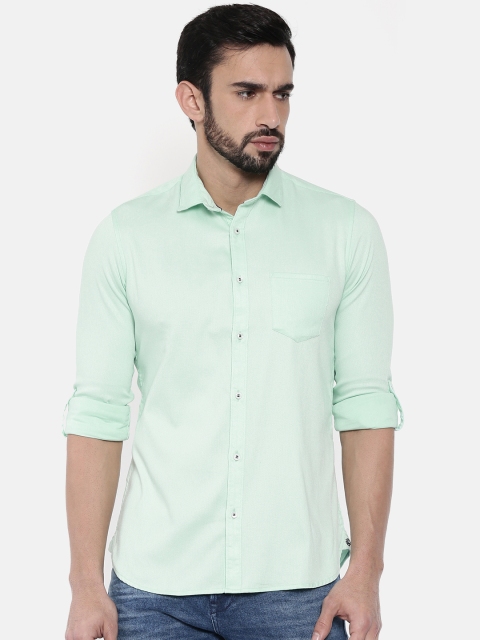 

Killer Men Green Slender Slim Fit Solid Casual Shirt