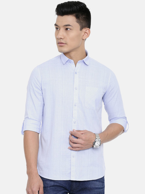 

Killer Men Blue Slim Fit Self-Design Casual Shirt