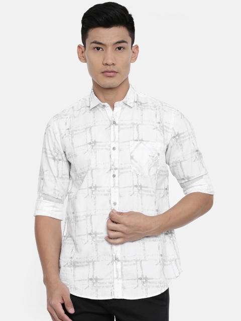 

Killer Men White & Grey Slim Fit Checked Casual Shirt