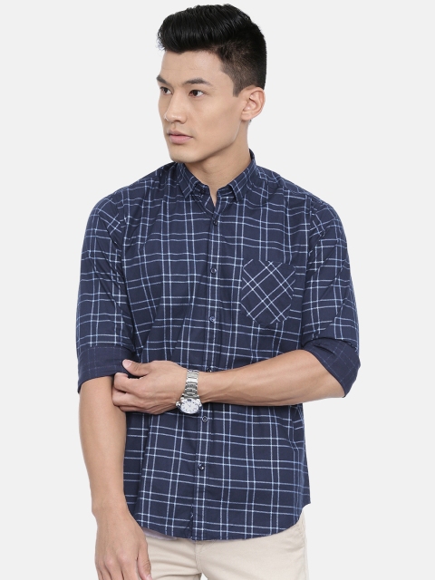 

Killer Men Navy Blue Slim Fit Checked Casual Shirt