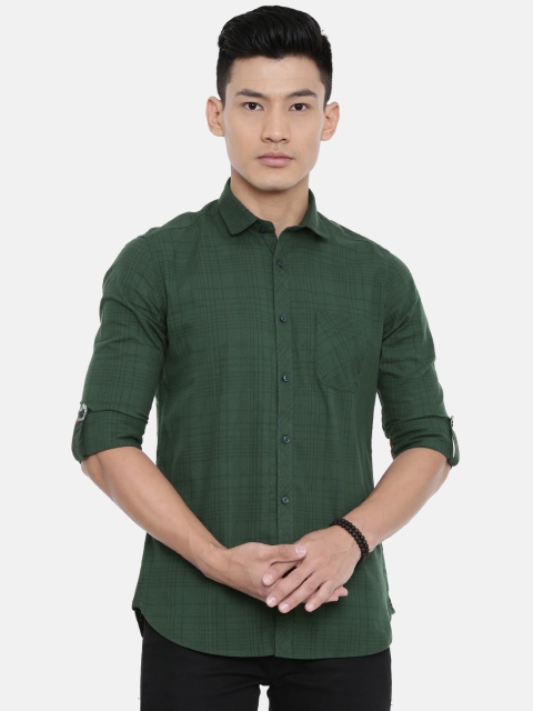 

Killer Men Green Slim Fit Checked Casual Shirt