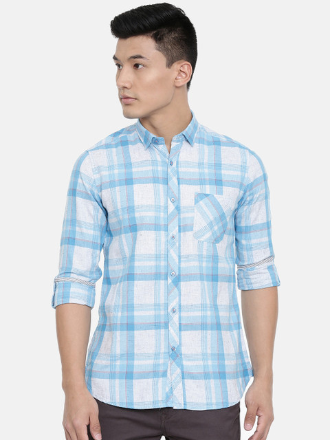 

Killer Men Blue & Grey Slim Fit Checked Casual Shirt