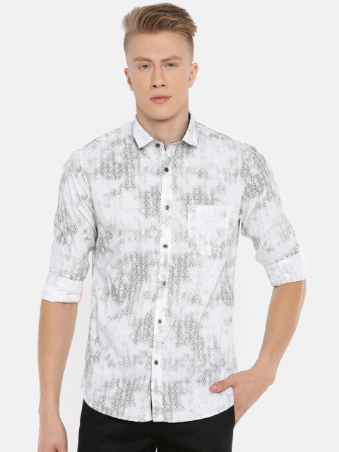 

Killer Men Green & White Slim Fit Printed Casual Shirt