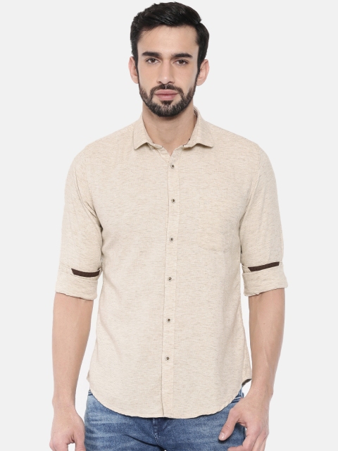 

Killer Men Beige Slender Slim Fit Solid Casual Shirt