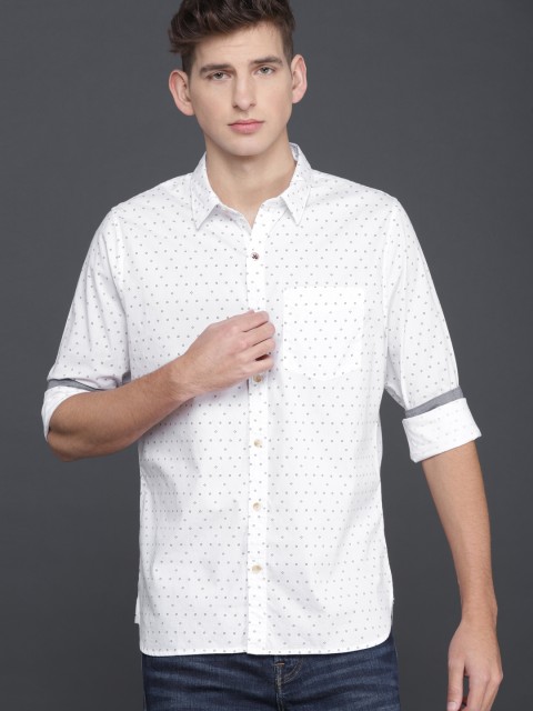

WROGN Men White Slim Fit Printed Casual Shirt