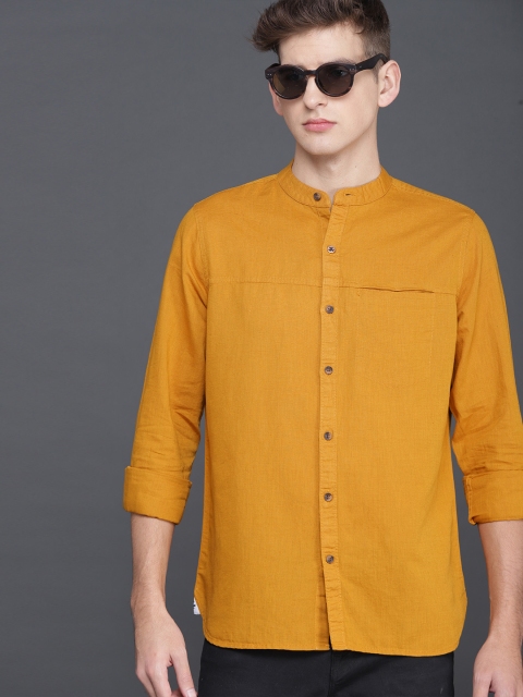 

WROGN Men Mustard Regular Fit Solid Casual Shirt
