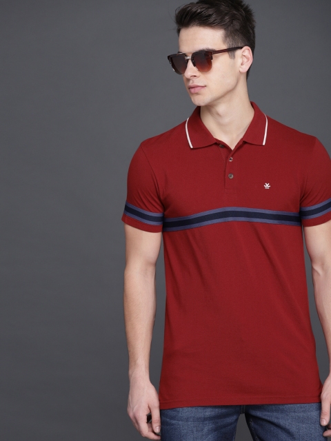 

WROGN Men Maroon Solid Polo Collar T-shirt