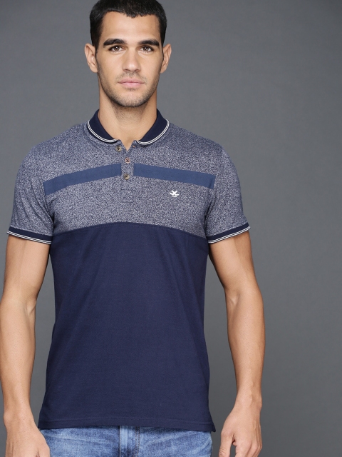 

WROGN Men Navy Blue Solid Polo Collar T-shirt