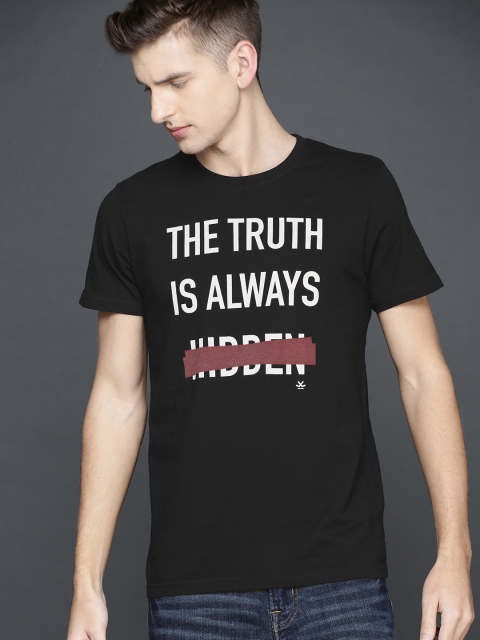 

WROGN Men Black Printed T-shirt