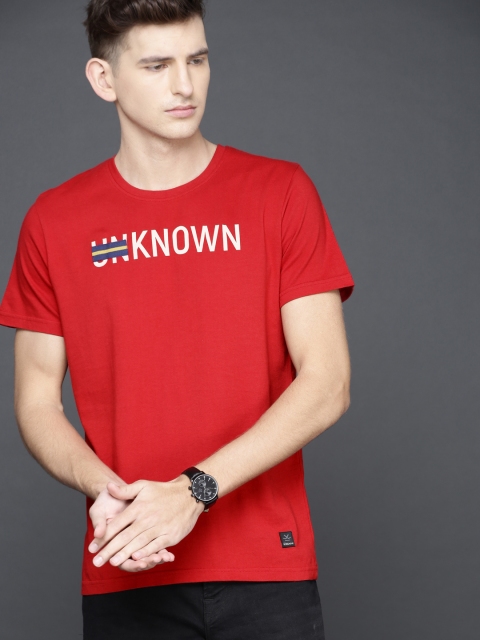

WROGN Men Red Printed T-shirt
