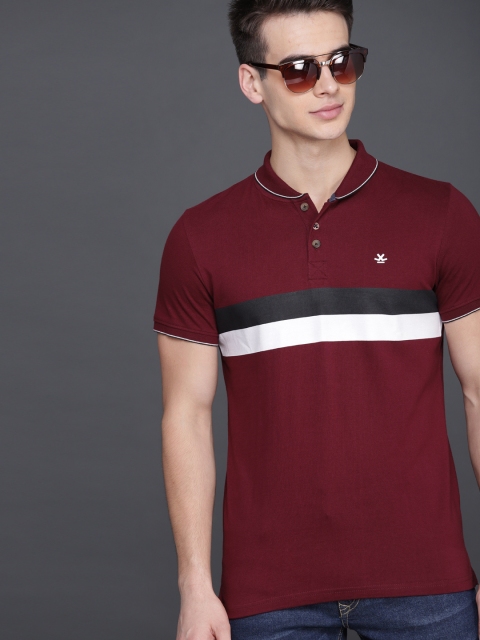 

WROGN Men Maroon Solid Polo Collar T-shirt