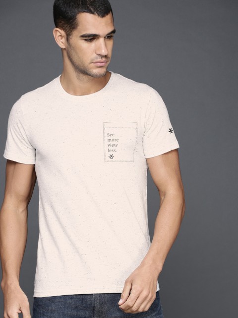 

WROGN Men White Printed Round Neck T-shirt