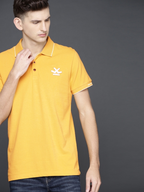 

WROGN Men Yellow Solid Polo Collar T-shirt