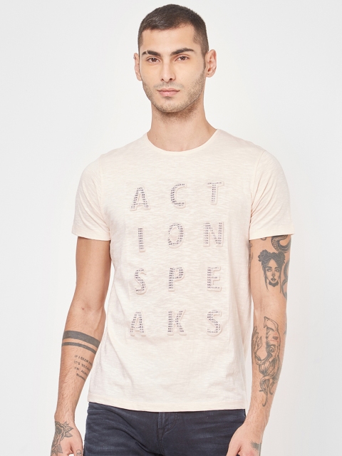 

Killer Men Peach-Coloured Printed Round Neck T-shirt