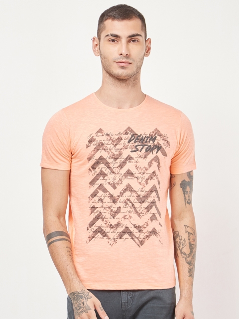 

Killer Men Orange Printed Round Neck T-shirt