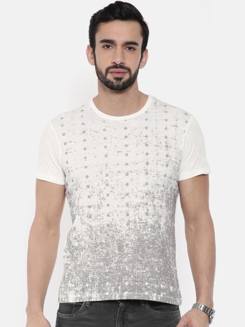 

Killer Men White & Grey Printed Slim Fit Round Neck T-shirt