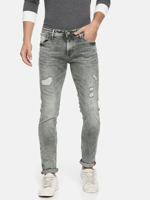 

Killer Men Grey Dunn Skinny Fit Mid-Rise Mildly Distressed Stretchable Jeans