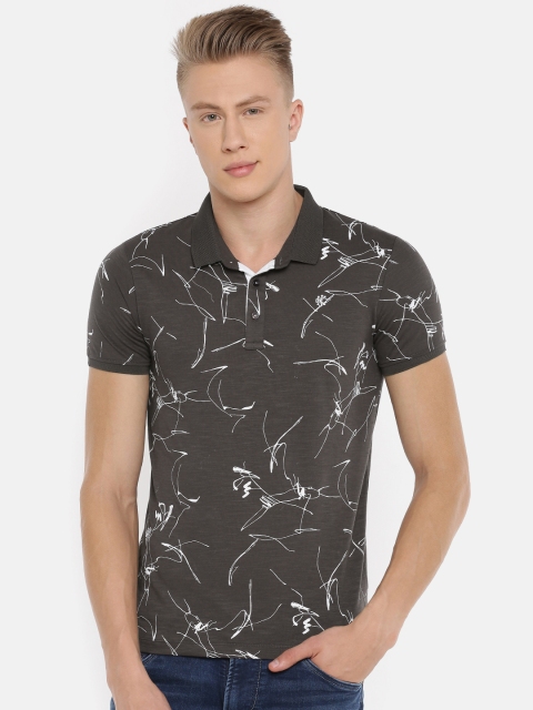 

Killer Men Charcoal Grey Printed Polo Collar T-shirt