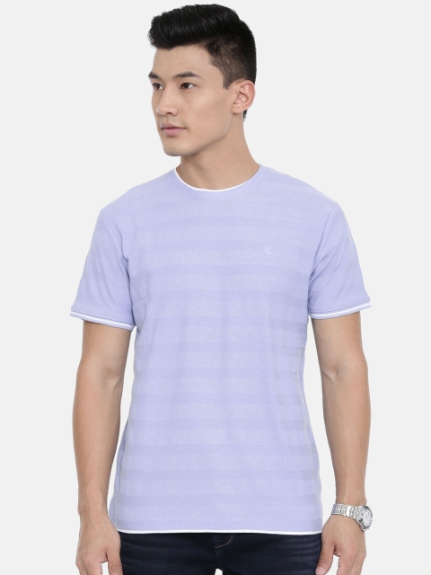 

Killer Men Blue Self Design Round Neck T-shirt