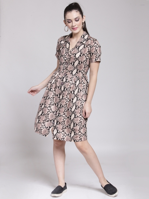 

plusS Women Multicoloured Printed Fit and Flare Dress, Multi