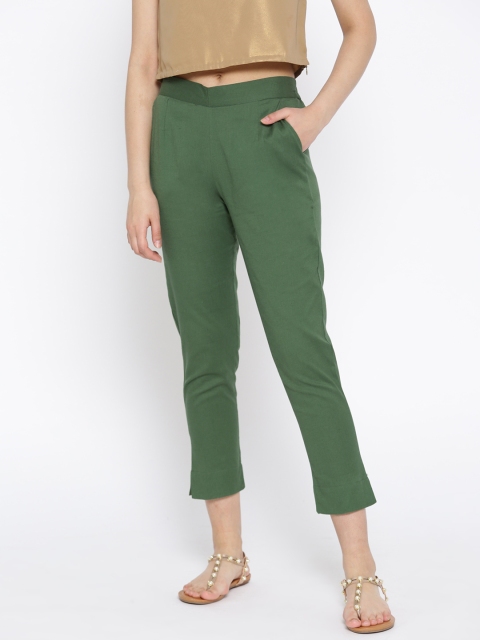 

AURELIA Women Green Regular Fit Solid Regular Trousers