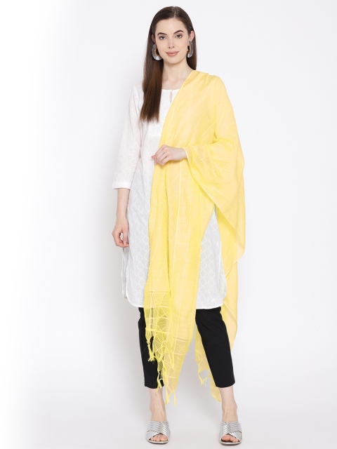 

AURELIA Yellow Self-Checked Dupatta
