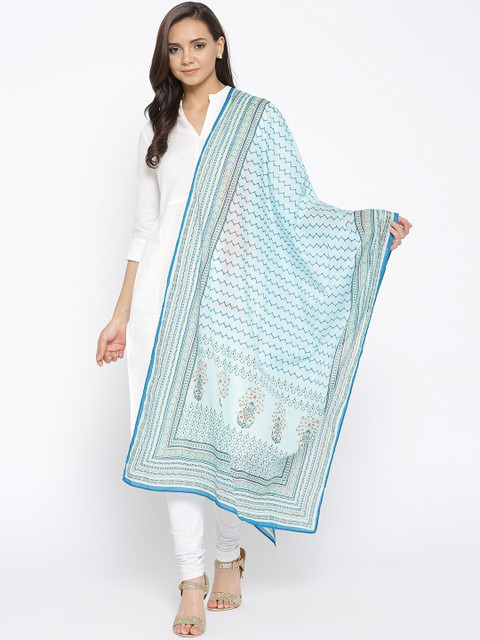 

AURELIA Blue Printed Pure Cotton Dupatta