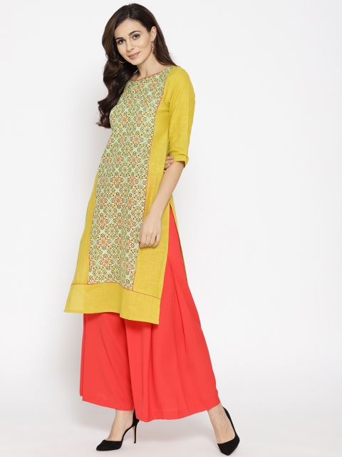 

AURELIA Women Green Printed Straight Kurta