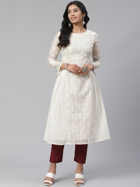

W Women Off-White Printed A-Line Kurta