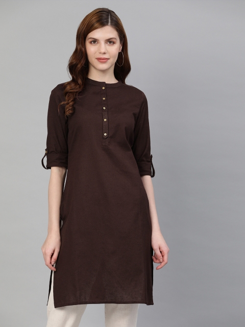 

W Women Burgundy Solid A-Line Kurta