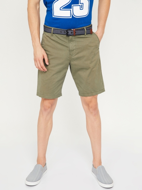 

Bossini Men Olive Green Solid Regular Fit Regular Shorts