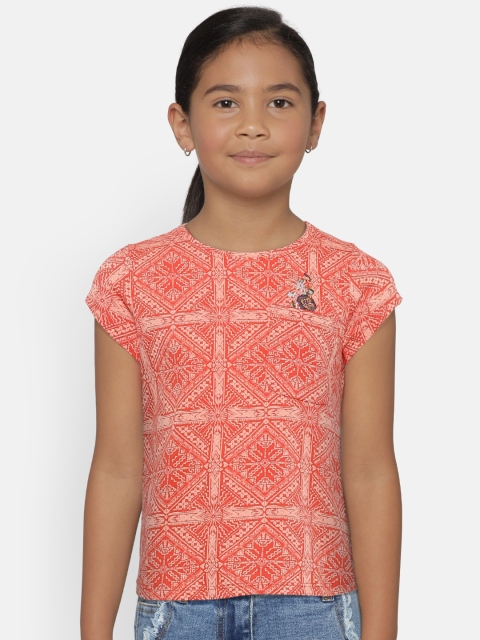 

Bossini Girls Orange Printed Top