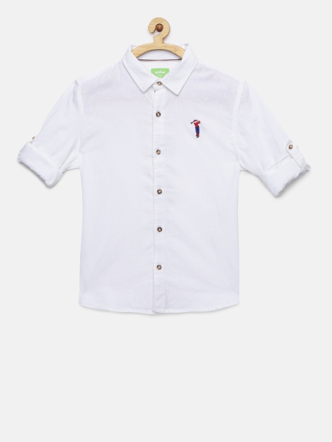 

Bossini Boys White Regular Fit Solid Casual Linen Shirt