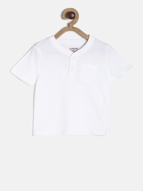 

Juniors by Lifestyle Boys White Solid Henley Neck T-shirt