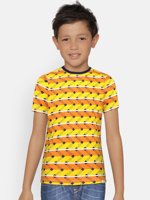 

Bossini Boys Yellow Striped Round Neck T-shirt