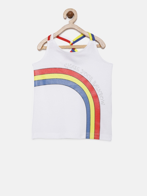 

Juniors by Lifestyle Girls White Printed Tank Top
