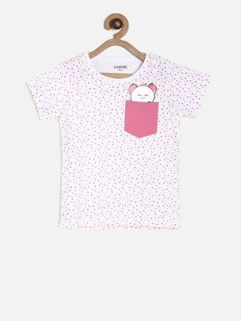 

Juniors by Lifestyle Girls White Printed Round Neck T-shirt