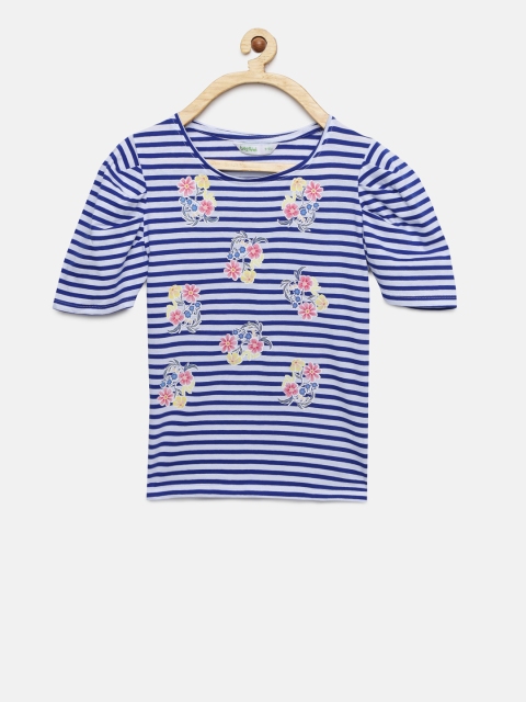 

Bossini Girls Blue & White Striped Top